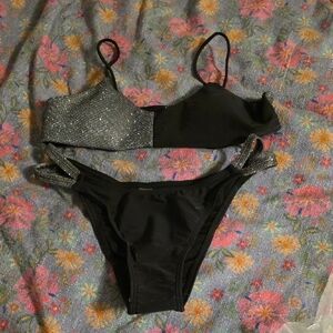 Elegant Black and Silver Bikini